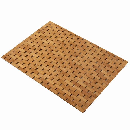 Basicwise Foldable Bamboo Bath Mat Natural Anti-Slip Rug, Flooring Solution for Stylish Bathroom, Vanity Decor QI004613